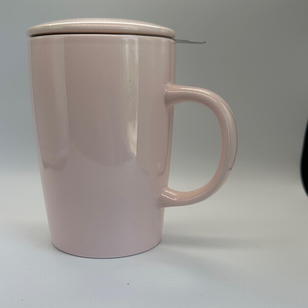 🩷 Pink Ceramic Mug Set with Stainless Steel Tea Infuser and Matching Lid (S) - Picture 12 of 15